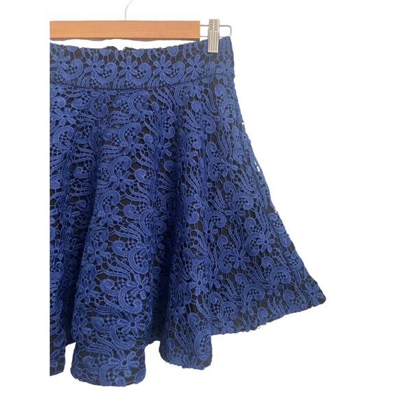 Line & Dot  Womens Cobalt Blue Black  Eyelet Full Circle Skirt Size Small - Picture 4 of 8